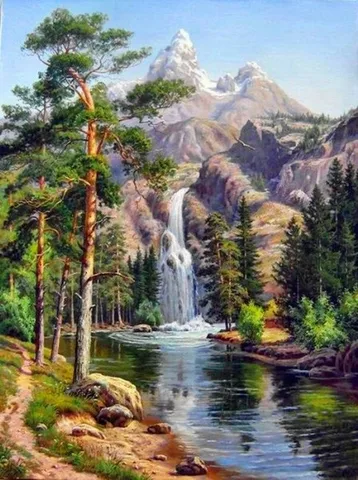 Cruz para Kit de Bordado Needlework Montanha Cachoeira Beleza Cenário Faça Você Mesmo 14ct Ponto Arte Cruz-costura Conjunto Artesanal Decoração