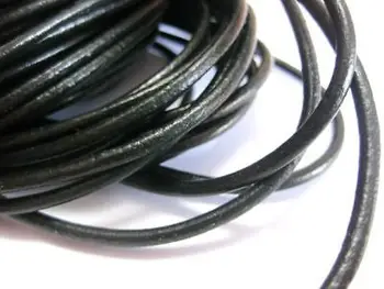 

50 Meters Black Round Real Leather Jewelry Cord 3mm