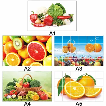 Fruit Vegetable Pattern Anti oil Stain Aluminum Foil Sticker Kitchen Cabinet Waterproof Sticker Wall Paper Home Decor 6090cm