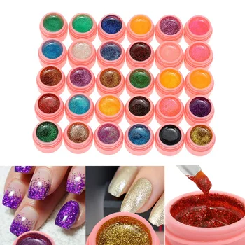 

30 Colors Glitter Nail Gel Polish Set UV Gel Polish Set Professional Nail Gel Lacquer Solid Glitter Nail Manicure Art Liquid Gel