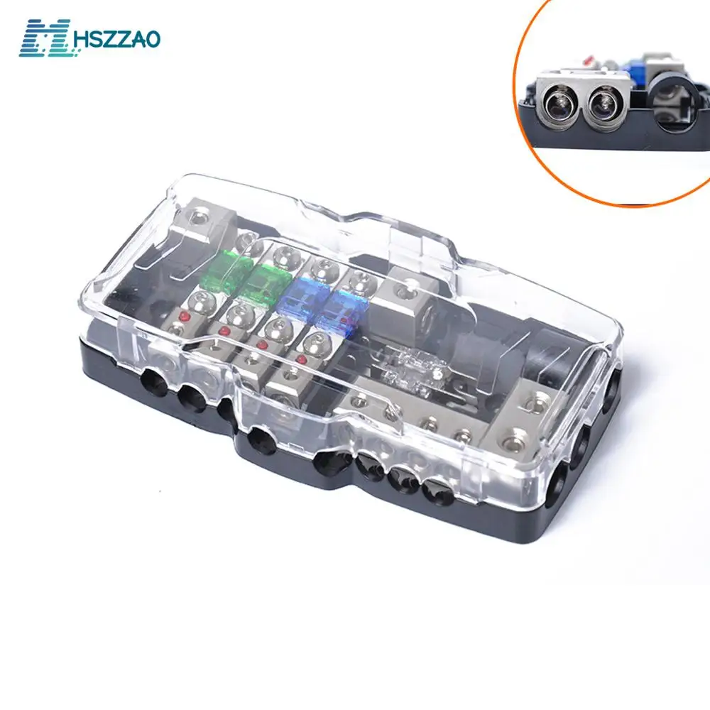 

Multi-functional LED Car Audio Stereo Mini ANL Fuse Box With 4 Way Fuse block 30A 60A 80Amp and Battery Distribution 0/4ga