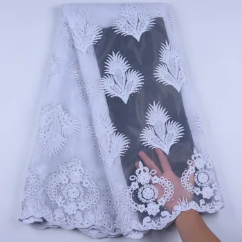 

Latest Pure White French Mesh Lace Fabric Top Sale Nigerian Milk Silk Lace Fabric Embroidered Wedding African Lace Fabric 1590