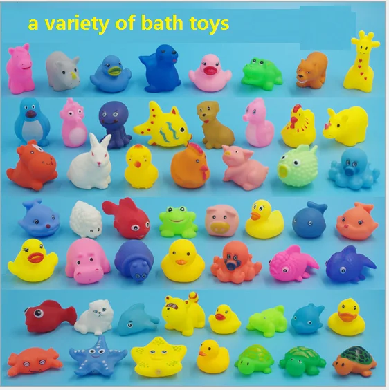 

Baby Bath Toys 10pcs Soft Rubber Duck Animals Car Boat Kids Water Toys Squeeze Sound Spraying Beach Bathroom Toys For Children