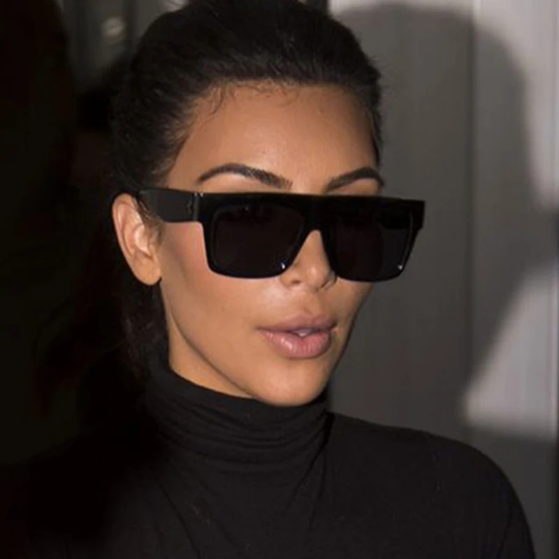 Модные Винтажные брендовые дизайнерские женские большие квадратные солнцезащитные очки, женские очки с заклепками в стиле Ким Кардашьян, черные женские солнцезащитные очки с плоским верхом