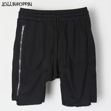 Мужские шорты с боковой молнией в стиле хип-хоп, уличная одежда до колен, эластичная резинка на талии, на молнии, с карманами в стиле хип-хоп, шорты-шаровары