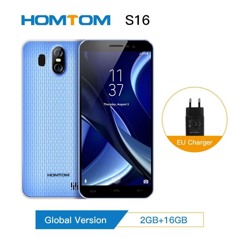 

Global Version HOMTOM S16 Smartphone 5.5inch Cellular Cell Phone Quad Core 2GB RAM 16GB ROM Dual Camera Fingerprint Mobile Phone