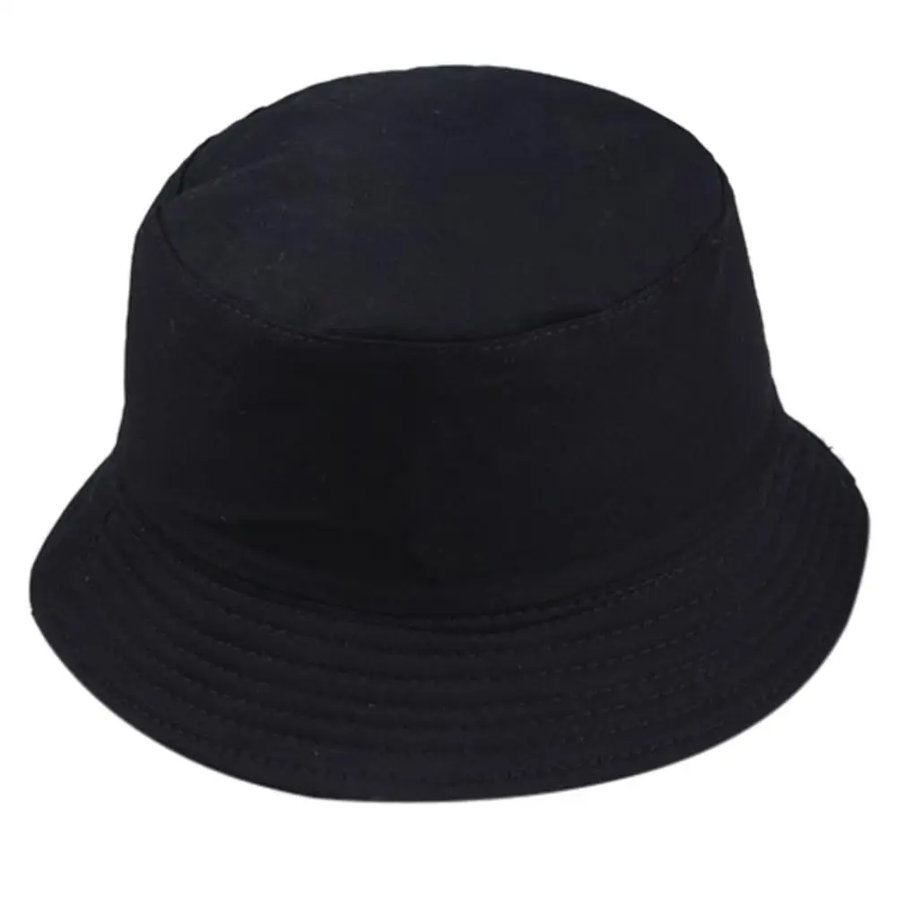 Летняя шляпа Женская Мужская Панама однотонная шляпа плоский солнцезащитный козырек рыбалка, рыбак Bob Hat Chapeu Femmes хип-хоп - Цвет: Черный