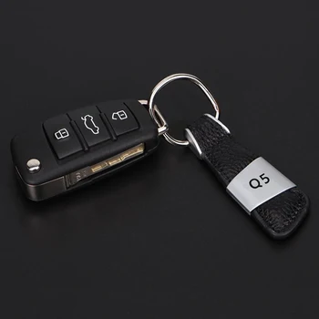 

Car Leather Belt Chrome Keychain Q5 Logo For Audi A1 A3 A4 A6 A5 A7 A8 80 TT RS5 Q3 Q5 Q7 C5 C6 B5 B6 B7 Sline Quattro