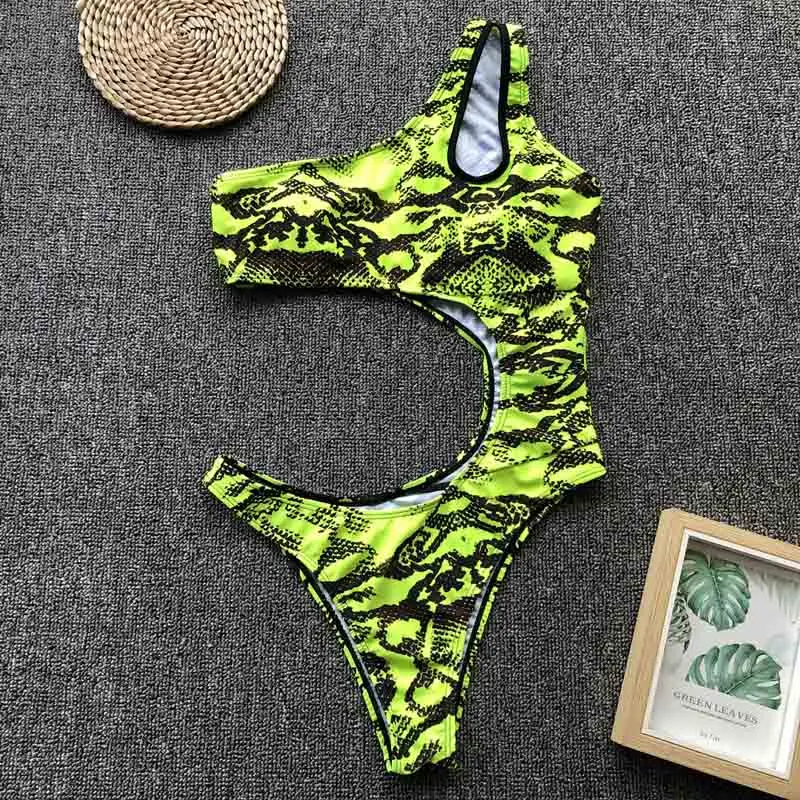 Swimwear 2019 New One Piece Solid Swimsuit Sexy High Cut Monokini Hollow Out Biquini One Shoulder Bathing Suit  Wonder Store