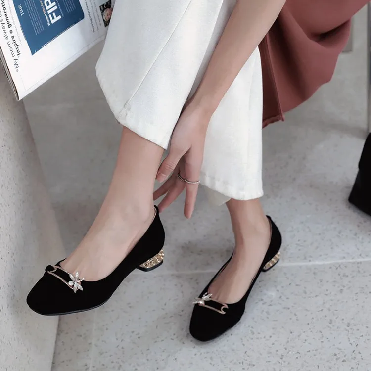 

Big Size 9 10 11 12 ladies high heels women shoes woman pumps Metal Decorative Baked Head Single Shoes