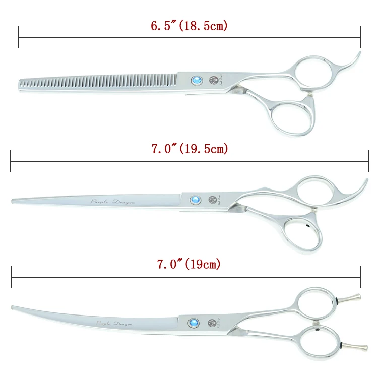 Фиолетовый дракон 7," профессиональные ножницы для домашних животных для ухода за собакой японский 440c животных прямые и истончение и изогнутые ножницы LZS0377