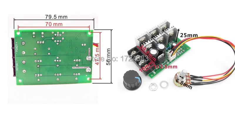 PWM 0%- DC контроллер щетки двигателя регулятор скорости двигателя Модуль 10 V-55 V MAX40A