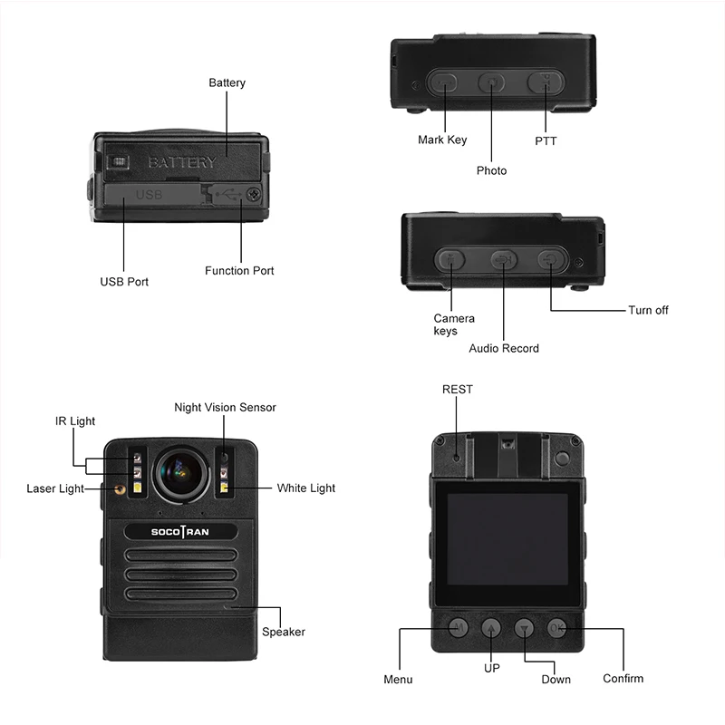 SOCOTRAN DSJ-S9 HD live, видеорегистратор для полиции, видеокамера с " ЖК-дисплеем, разрешение 2304x1296 P, память 16 Гб