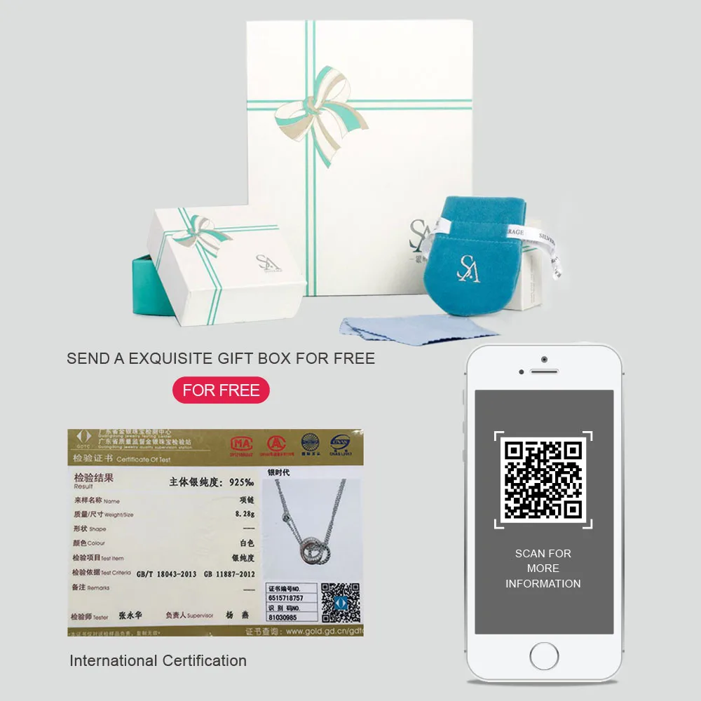 925 Sterling Silver Long Necklaces Pendants Rose Gold Color - Image 5