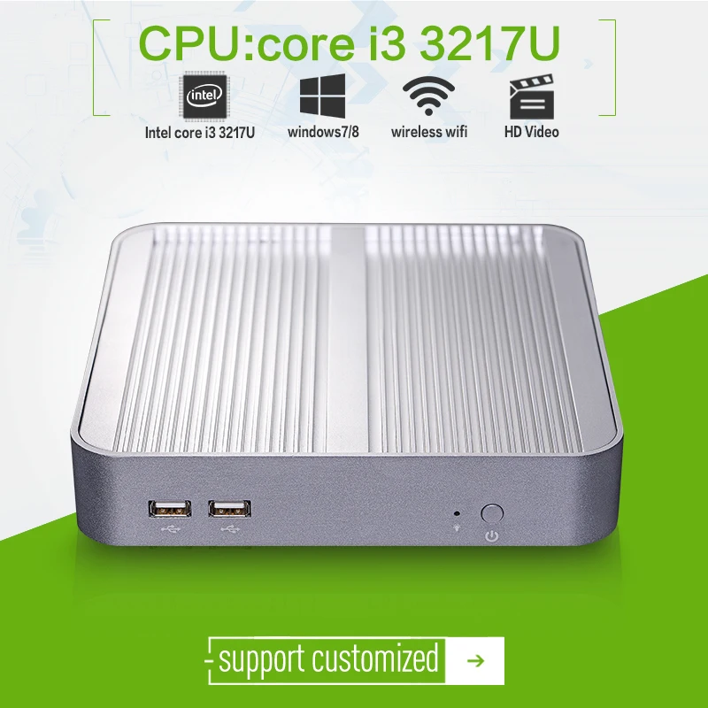 HDMI+VGA support video tv box high performance X-I3 3217UL i3 cpu 4G RAM 128G SSD WIFI dual-core windows7/8 linux 6*usb mini pc