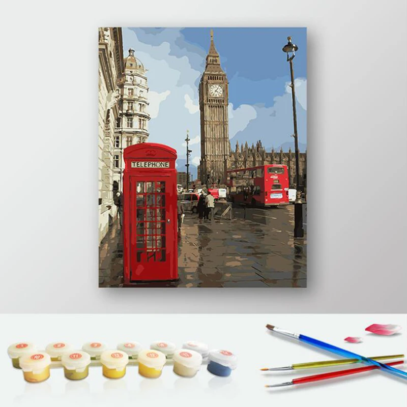 

London City Painting By Numbers Modern Big Ben Digital Wall canvas Art booth Coloring by number For Home Wall Artwork Child