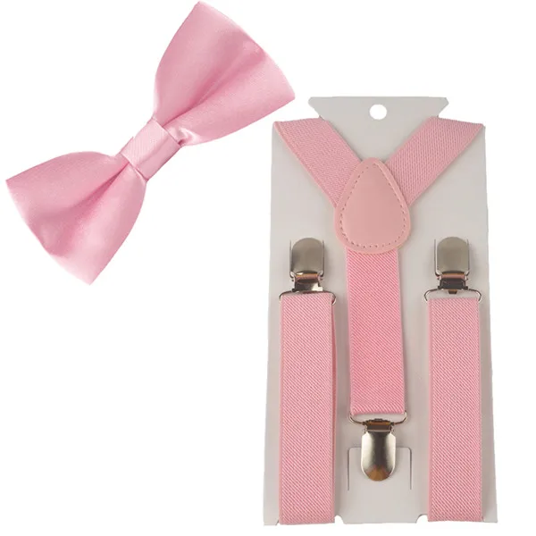 Комплект из 2 предметов; Детские подтяжки разных цветов для мальчиков; галстук-бабочка; легко носить для мальчиков; TR0003 - Цвет: Pink