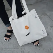 

2018 New Summer Women Canvas Harajuku embroidery Shoulder Beach Bag Female Casual Tote Shopping Big Bag Messenger Bags SMB105