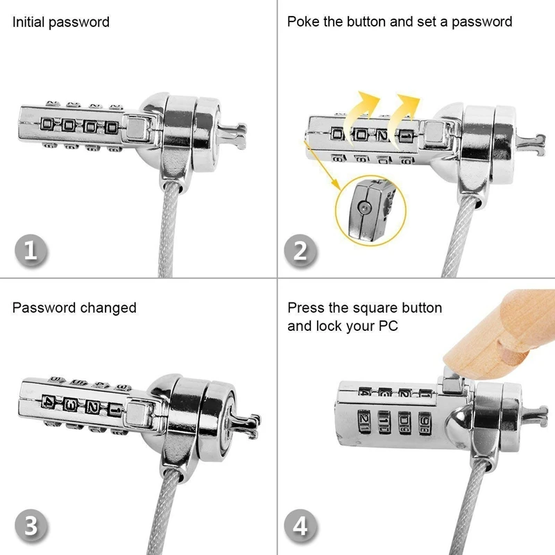 4 Digit Password Notebook Laptop Computer Security Lock Cable Chain For Laptop Anti-Theft 4