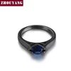 ZHOUYANG anillo para hombre mujer Simple corte redondo azul Cubic Zirconia negra Color oro cóctel fiesta de joyería de moda ZYR621 ► Foto 2/6