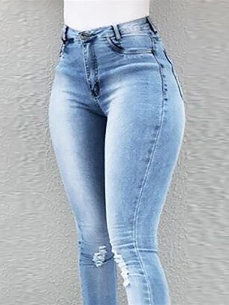 3XL, плюс размер, джинсы с высокой талией, Женский светильник, синие обтягивающие джинсы для женщин, повседневные рваные джинсовые штаны с карманами, combinaison pantalon