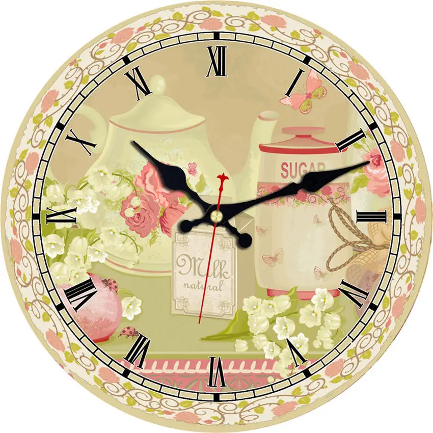 Настольные Розовые Настенные часы, 15 см винтажные настенные часы, потертые шикарные деревянные картонные часы, настенные часы в стиле ретро с животными - Цвет: WallClock14