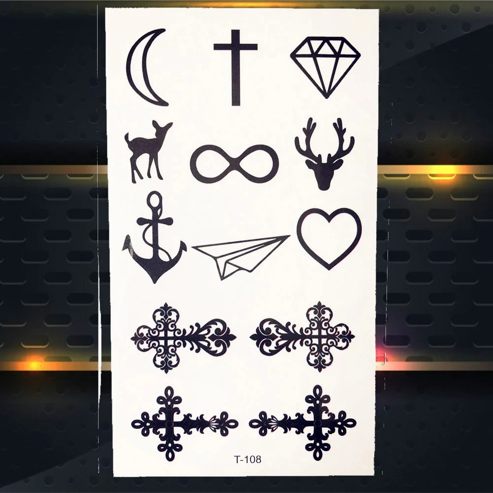 Временная татуировка геометрической формы черный Wolf Elk Panda Arrow стразы Tatoo наклейки