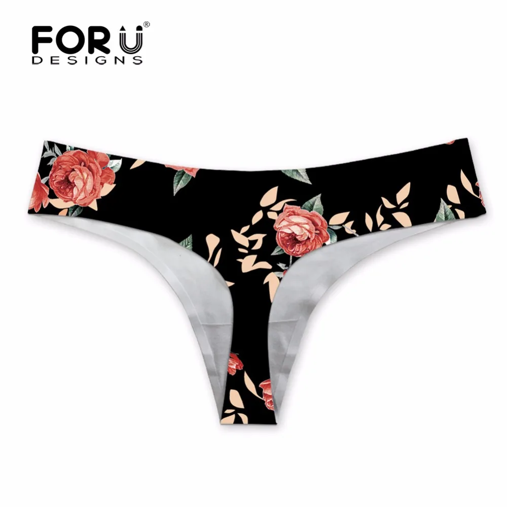 FORUDESIGNS 3D Printing Flower Women Seamless Panties Sexy Floral Pattern G Strings Underpants Spandex Thong Briefs Low Waist|seamless panties|women