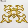 YACKALASI 5 unids/lote oro Cosplay apliques de hierro-en parches de flores dorado metálico bordado Venecia Trim 14,8*14,8 cm ► Foto 2/3