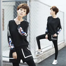 Американская Женская Осенняя модная свободная черная футболка с вышивкой Женская Повседневная Однотонная футболка с рукавами «летучая мышь» бренд