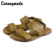 Careaymade-Genuine leather sandals Summer new top Roman flat-soled retro literary and artistic sandals women's casual shoes roman literary culture