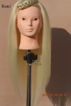 

68cm 85% Blonde Human Hair Female Mannequin Hairdressing Styling Training Head high quality Mannequin Head for practice makeup