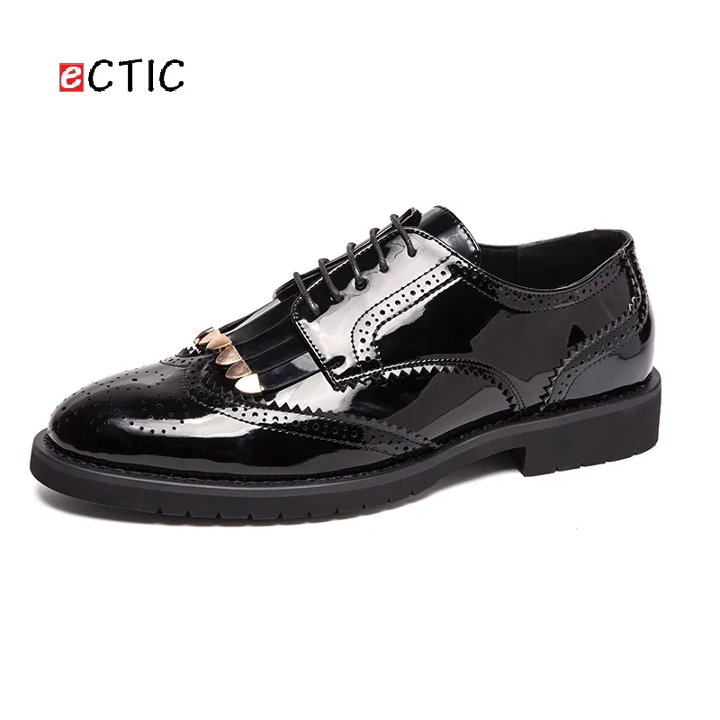 

ECTIC 2019 Plus Size 47 Walking Men Business Shoes Leisure Oxford Brogue Shoes Formal Man Party Shiny Gold Zapatos Hombre