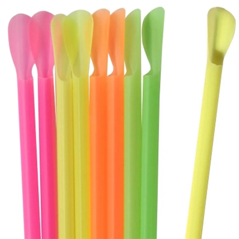 

100PCS Colorful Spoon Straws Drinking Smoothies/coffee/Cocktail/Milkshake/Juice/Slush Stirrer Kid Drinks