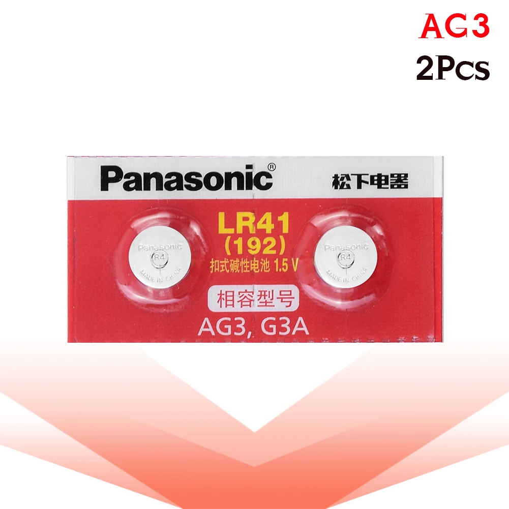 Panasonic 2 шт./лот LR41 батарейки таблеточного типа SR41 AG3 G3A L736 192 392A трансформаторного двигателя Mn-Zn/MnO2 1,5 V литиевая Миниатюрный элемент питания