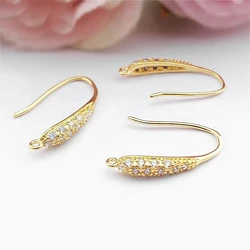 (31620)6PCS height 20MM 24K Gold Color Plated Brass with Zircon Earrings Hook High Quality Jewelry Earrings Accessories (31620)6PCS height 20MM 24K Gold Color Plated Brass with Zircon Earrings Hook High Quality Jewelry Earrings Accessories