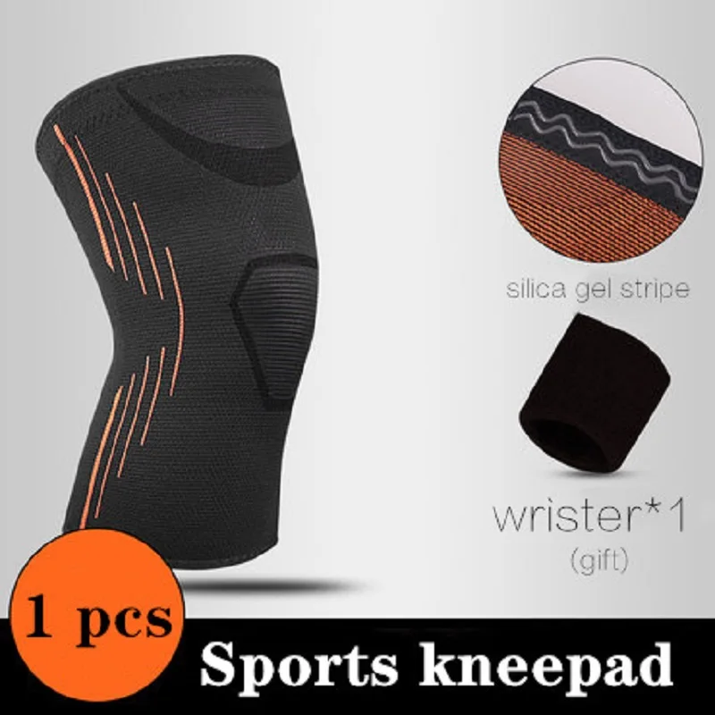 

1 Pcs Sports Knee Pad Support Knee Protector Prevent Joint Injury High Elasticity Breathable Silica Gel Anti-slip Running Riding