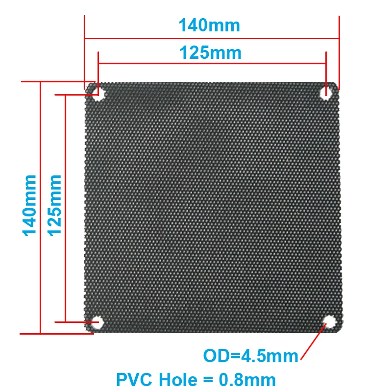 5 шт./лот 14 см компьютерная сетка черный ПВХ PC чехол вентилятор охладитель пылевой фильтр чехол с защитой от пыли, 140x140 мм