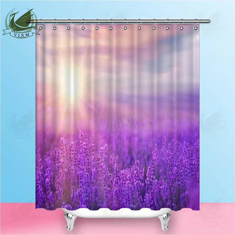 

Vixm Sunset In The Violet Lavender Field In Provence France Shower Curtains Polyester Fabric Curtains For Home Decor