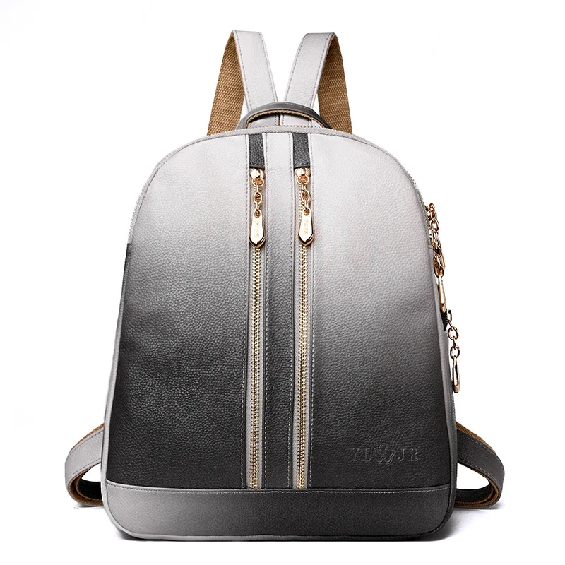 

New Fashion Women Backpacks Gradient Color High Quality Pu Leather Female Ladies Bag Korean Student Backpack Preppy Style Bag