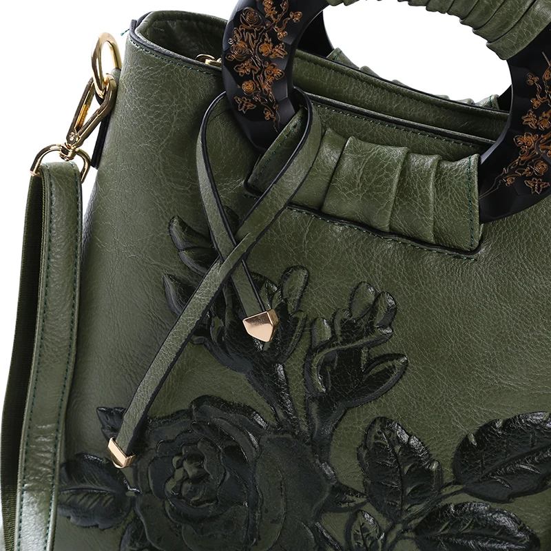 Винтажная сумка через плечо из искусственной кожи, женская сумка-мессенджер с тисненым рисунком, женская большая сумка на плечо с цветочным рисунком