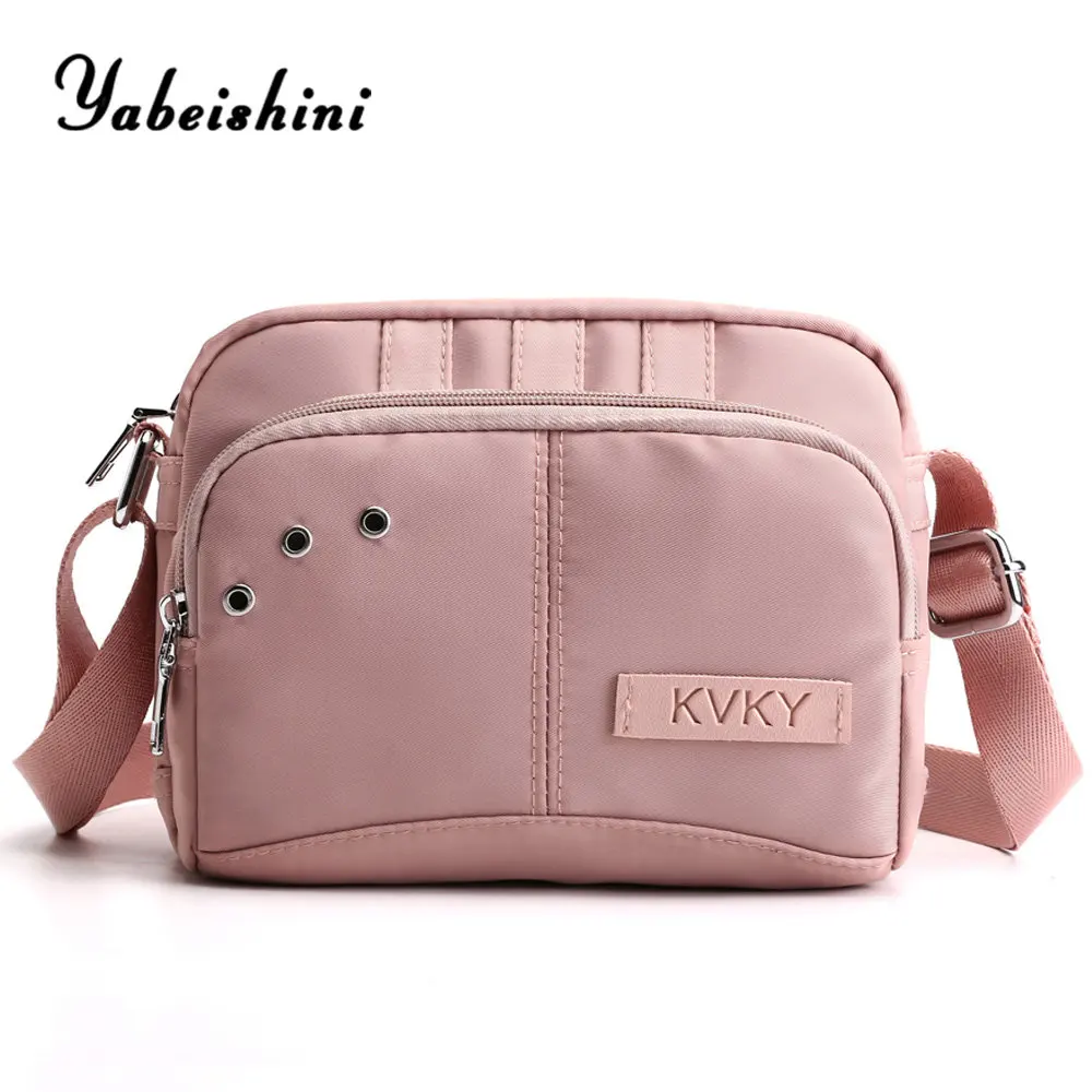 

nylon cloth Women's crossbody bags Small package sac a main Women's shoulder bag Waterproof messenger bag Pink small Lady bags