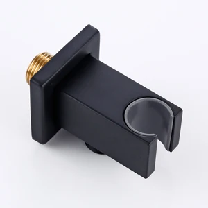 Solid Brass Modern Matt Black Shower Accessories Wall Mounted Square Hand Shower Holder Wall-Mounted Fixed Hand Shower Bracket