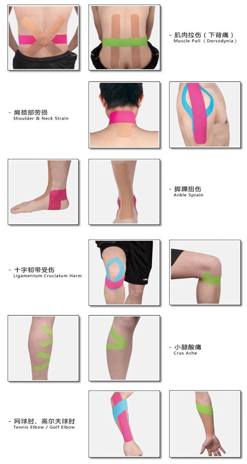 Нарезанные Кинезиологии ленты эластичные спортивные нижнего белья ленты для облегчения боли Поддержка лентой нарезанные кинезиологическая 2 шт./пакет