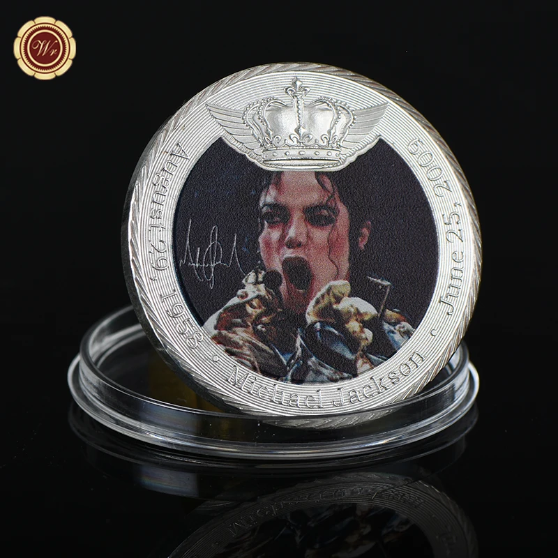 WR Michael Jackson Silver Plated Metal Coin Fans Souvenir Colored US