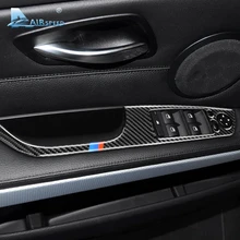 Airspeed 4pcs for BMW 3 Series E90 E93 Accessories LHD Car Interior Carbon Fiber Door Window Switch Panel Cover Trim Car Styling