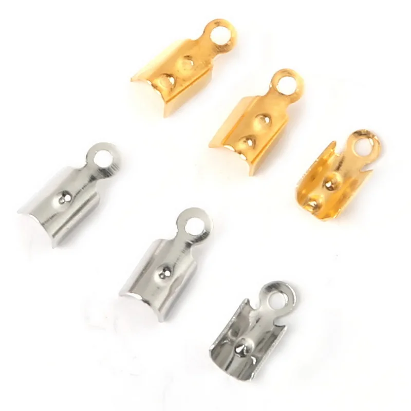 

500pcs/lot Cord Crimp End Caps for Necklace Bracelet Ropes Cords Connectors Clasp,Fit DIY Jewelry Findings Making Accessories