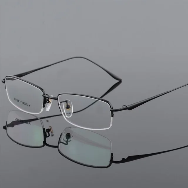 New Semi Rim Pure Titanium Eyeglasses Frame for Men Optical Glasses ...