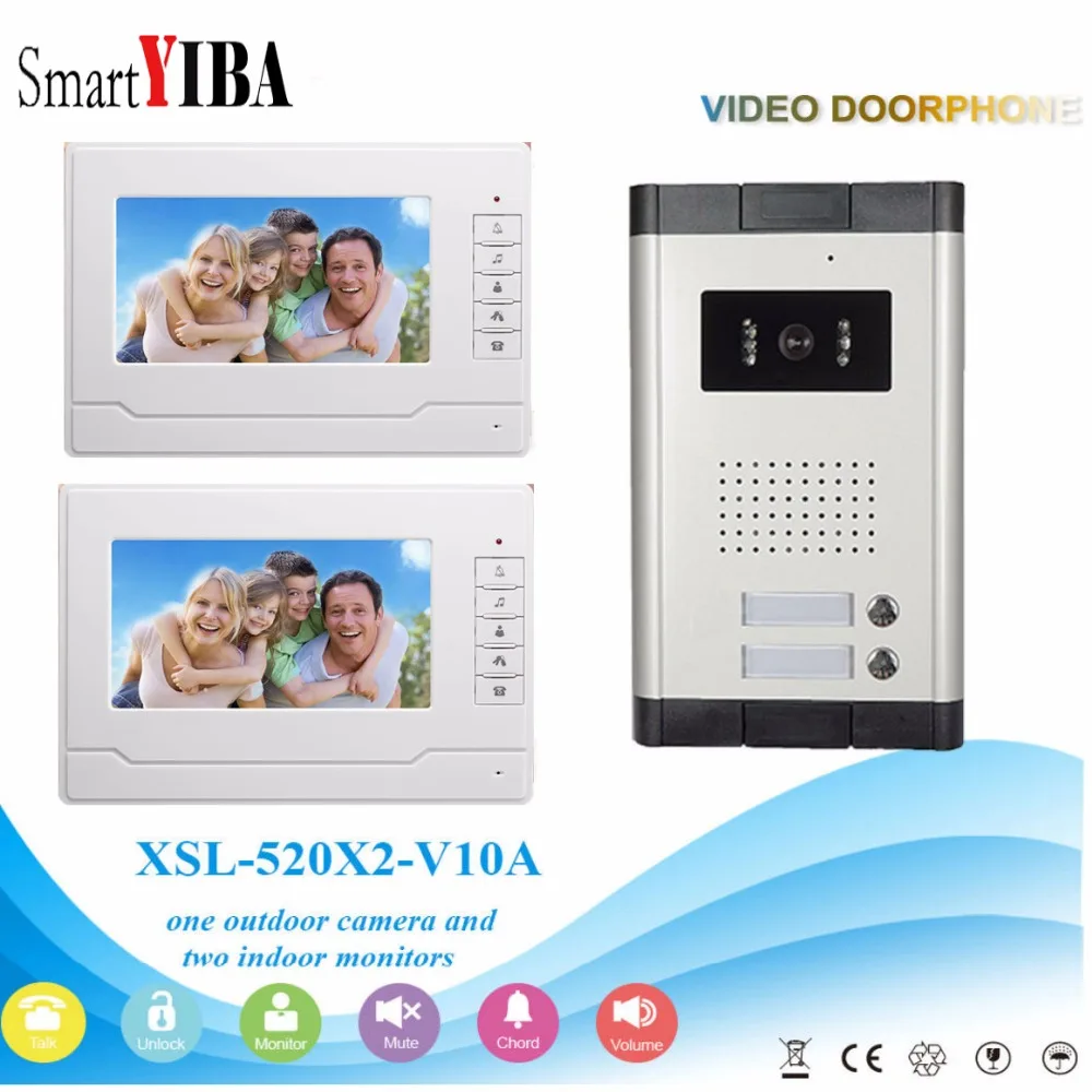 

SmartYIBA 7"LCD Monitors IR Camera for 2 Families Houses Security Apartment Intercom Entry System Visual Bell Video Door Phone