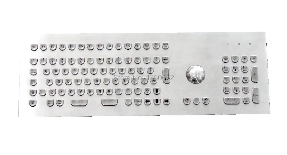 

Stainless steel panel mount industrial keyboard with full layout and 38mm trackball,Indukey key layout custom kiosk Keyboards